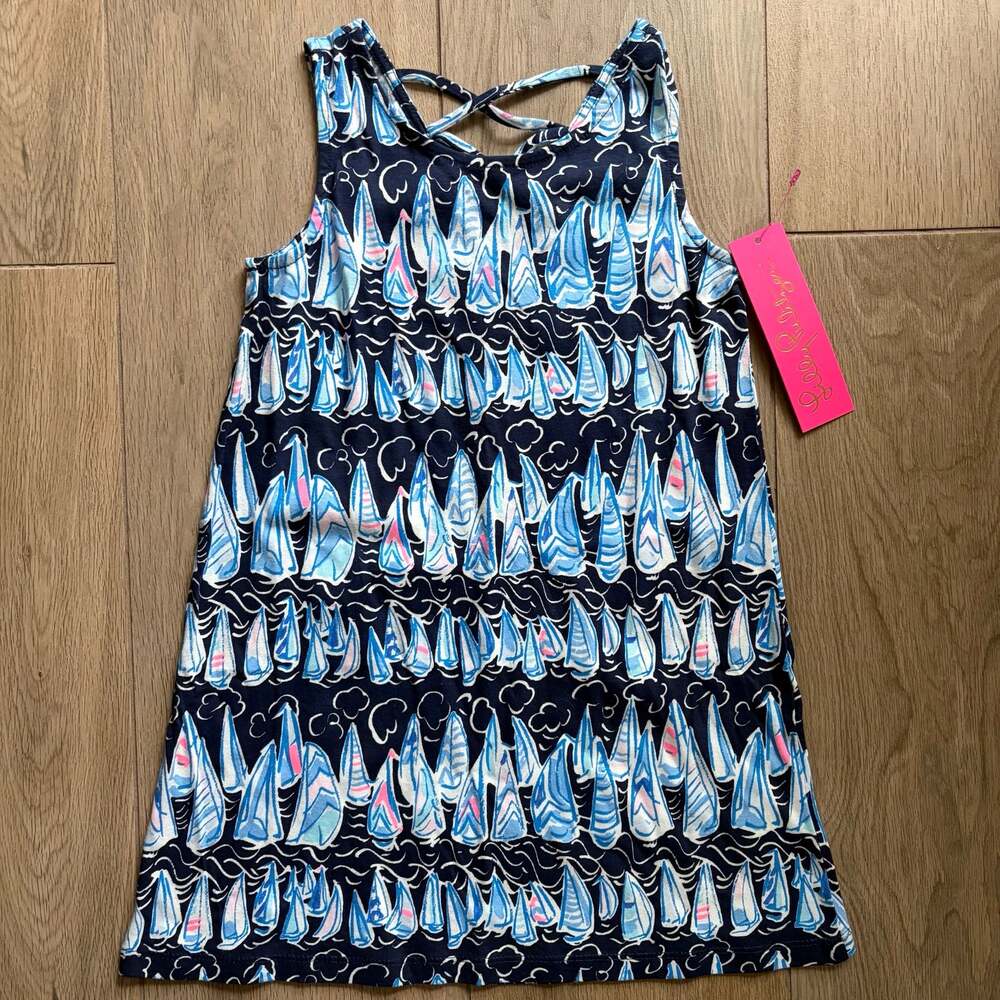 Lilly Pulitzer Kids Mini Kristen Dress Low Tide Navy Sails And Stripes Size S